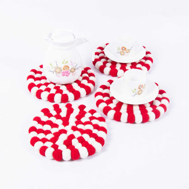 Felt Ball Trivet Handmade Felt Wool Ball Trivet for Hot Dishes - Hot Pads for Pots and Pans